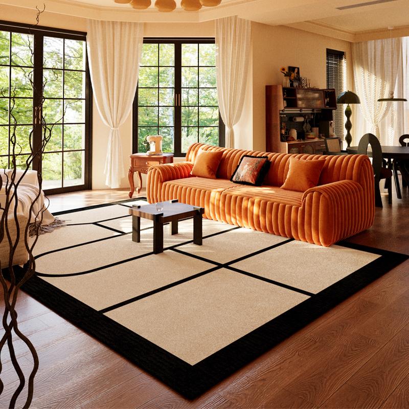 American Retro Rugs for Bedroom Soft Non-slip Lounge Rug Large Area Washable Living Room Decoration Rectangular Plaid Floor Mat