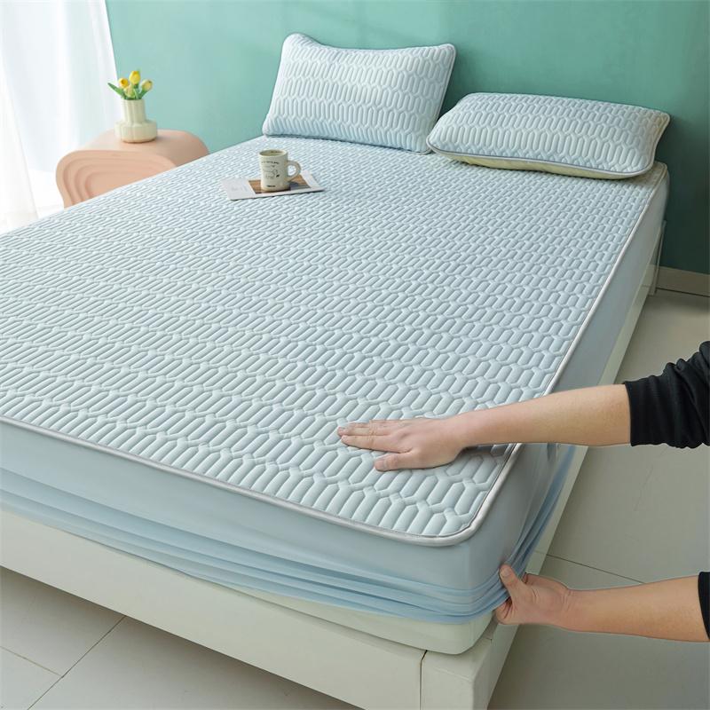 Summer Mattress Cover Cool Feeling Bedspread Thicken Fitted Sheet with Elastic Band Home Bed Cover cubre colchón (No Pillowcase)