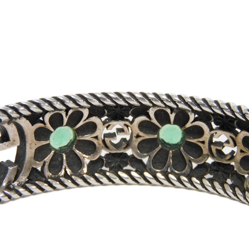 Used 9539 Flower Crystal Bangle 607107 J7457 8137 7986 16 Double G Arabesque Smoked Finish Interlocking G Ag925 Women's