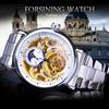 Forsining Orologio da uomo alla moda, per il tempo libero, con intagli lunari scavati e orologio meccanico scavato