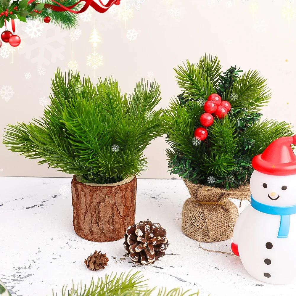 200/10Pcs Artificial Pine Needles Christmas Green Plant Pine Branch Fake Plants DIY Xmas Tree Garland Ornaments Home Decorations