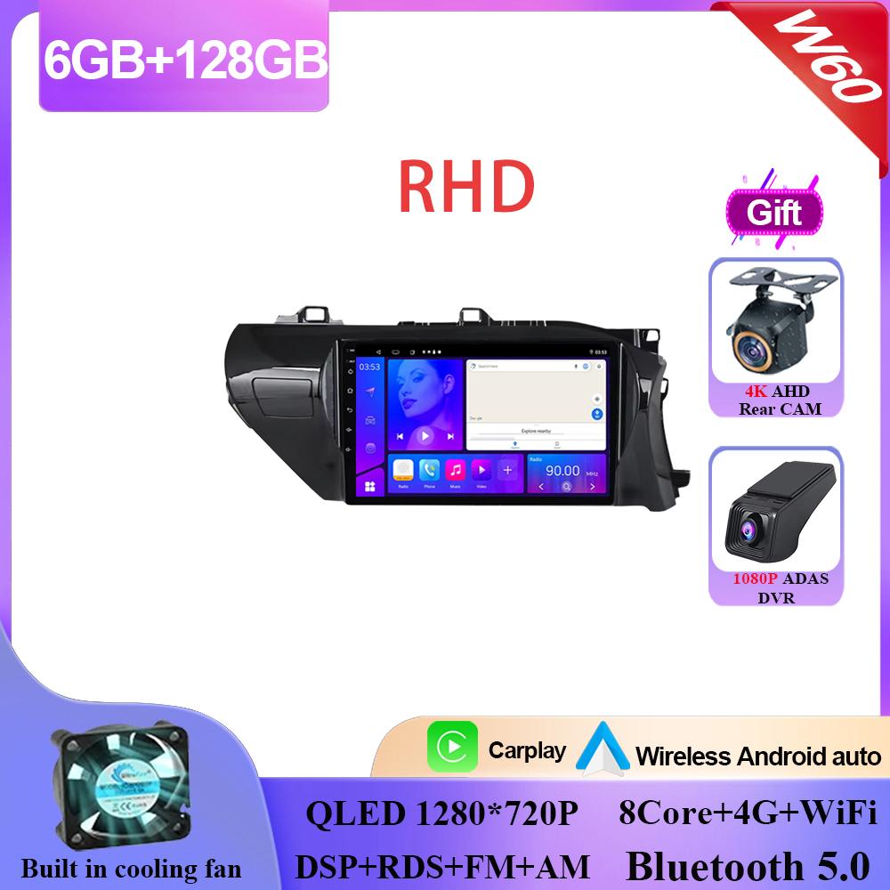 For Toyota Hilux 2015-2020 Multimedia Head Unit Car Player Android GPS Carplay Auto 4G Car BT No 2din DVD Navigation Radio Video