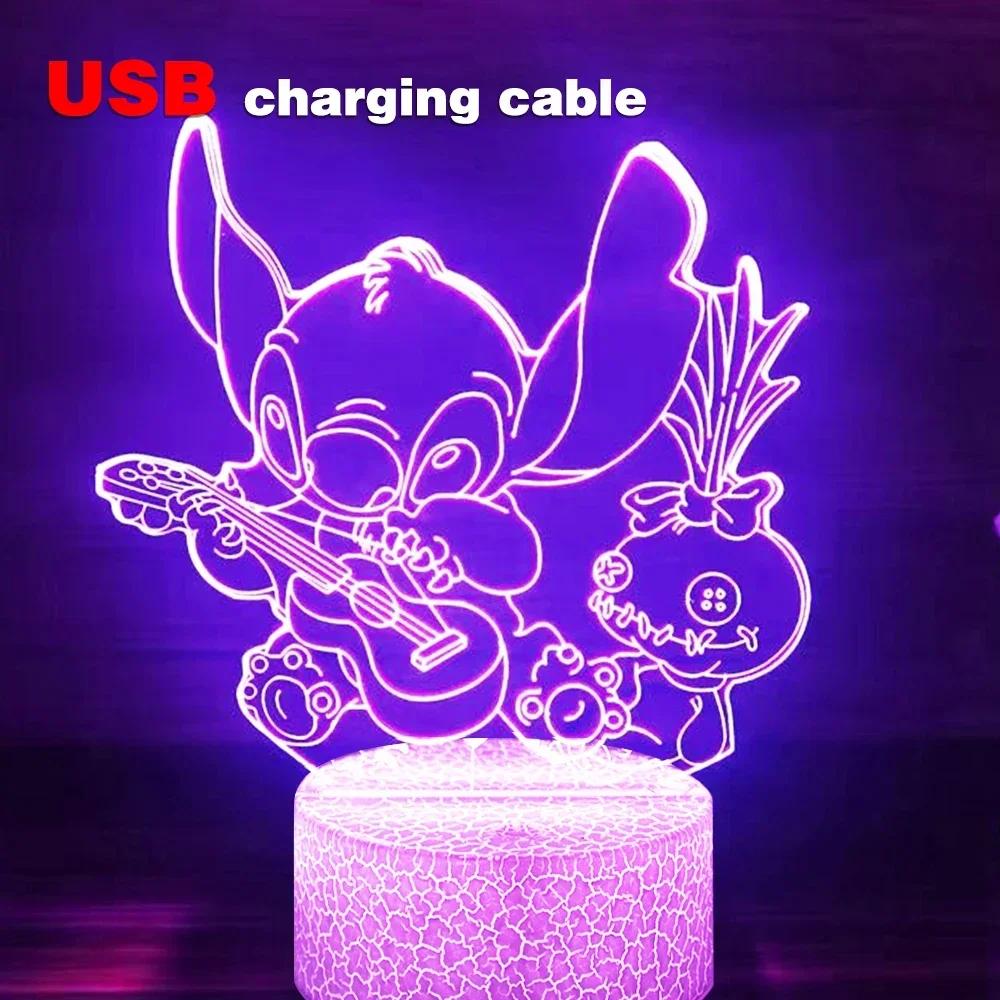 Led Cute Touch Lamp Anime Stitch Gaming Bedroom Decoration Usb Night Lights Kids Birthday Personalized Gift Aesthetic Room Decor