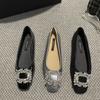 French Temperament Rhinestone Silver Flat Shoes 2025 Autumn New Fairy Style with Skirt Square Head Mary Jane Shoes Women