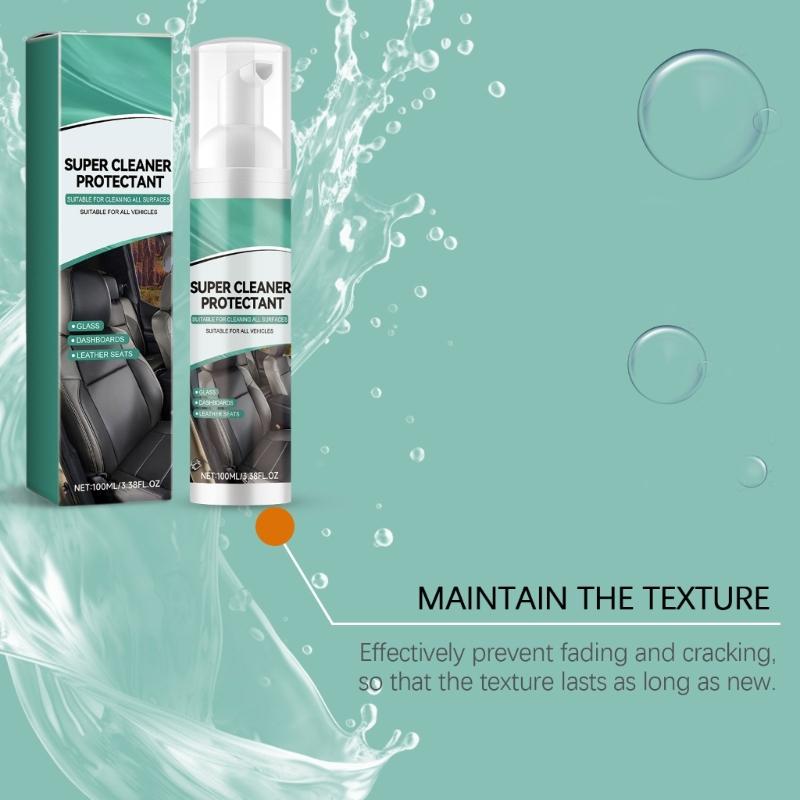 Multifunctional Car Seat Cleaner 100ml Car Interior Seat Dashboard Foam Cleaner and Protectant Effective Removal Stains