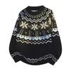 Pullovers Long Sleeves Sweaters Unisex Sweater Paragraph Autumn Winter Retro Floral Pattern Loose Round Neck Design Sense of The Bottoming Knitwear