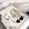 French Retro Mary Jane Shoes Women's Thick Heel Square Head Sweet Light Mouth Single Shoes Middle Heel Fairy Style Word with High Heels