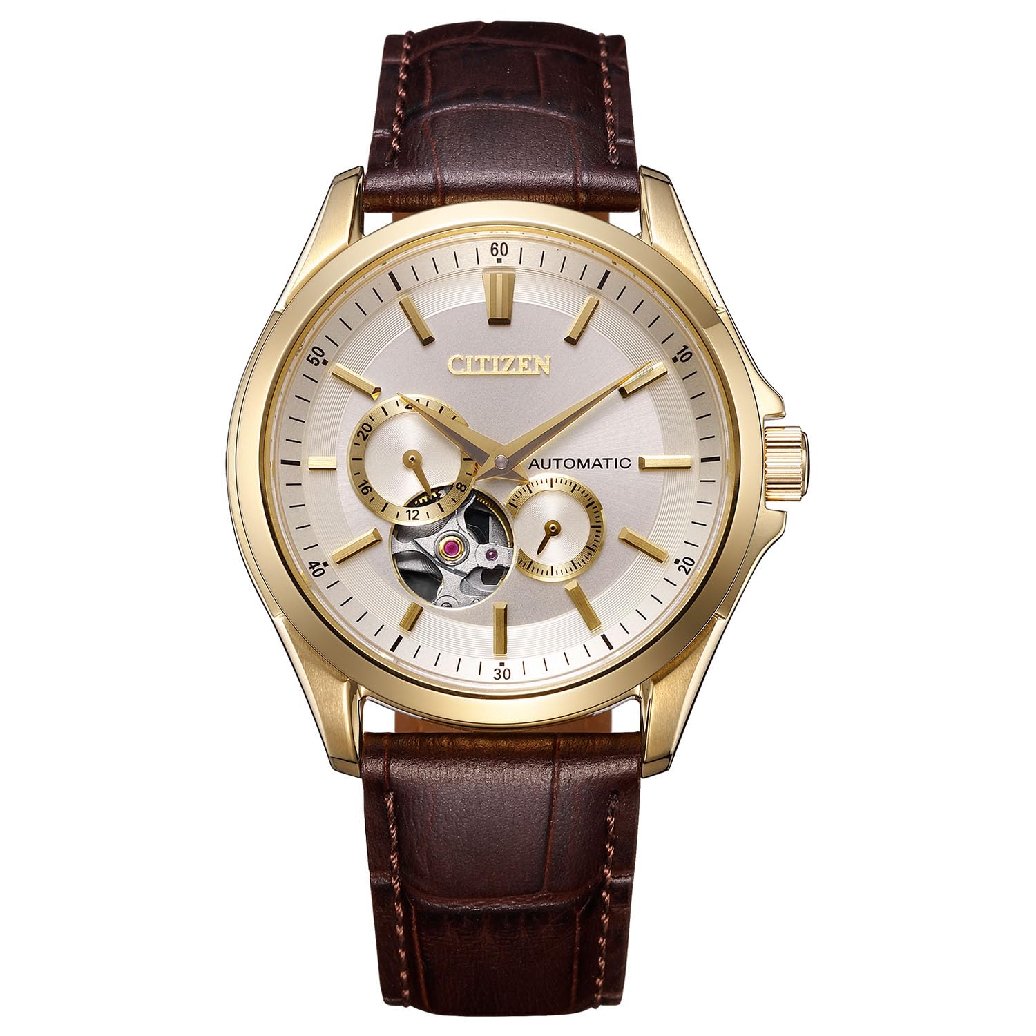 

Годинник Mechanical Watch Open Heart Mechanical Waterproof Gold Brown [Citizen] NP1013-02P Men s коричневий