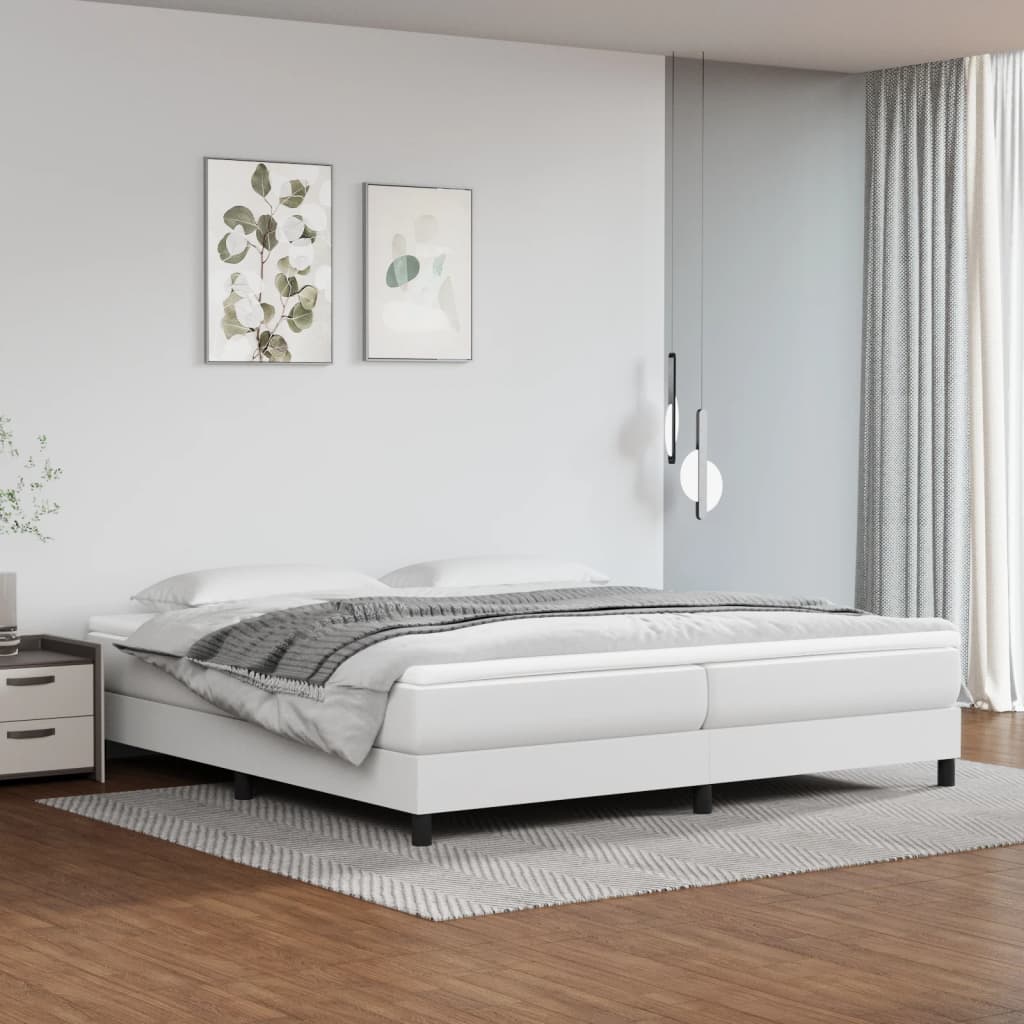 Box Spring Bed Frame White 200x200 cm Faux Leather