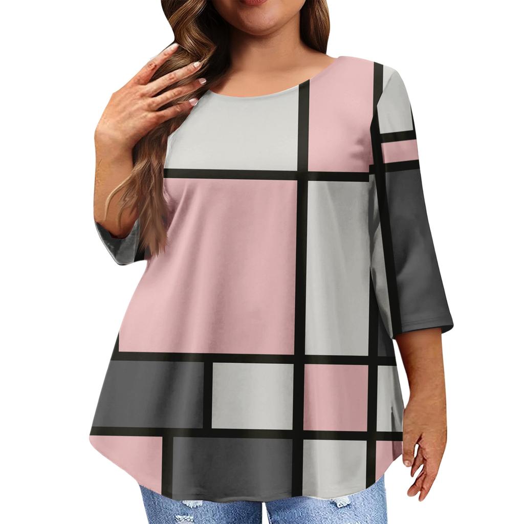 Women's Fashion Casual Round  Neck 3/4 Sleeve Oversized Top