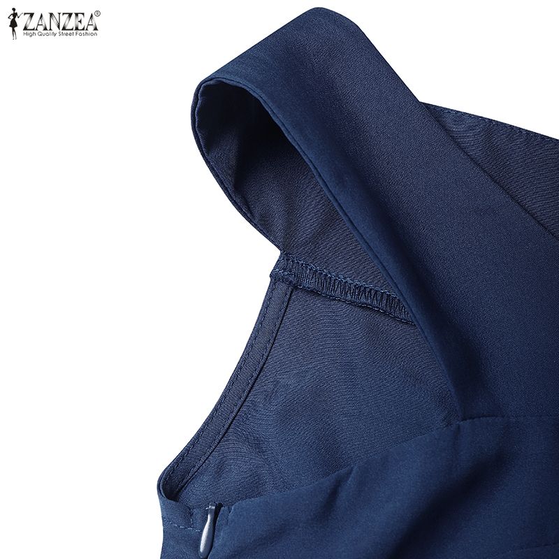 ZANZEA Women Elegant Off Shoulder Sleeveless Pleated Party Dress