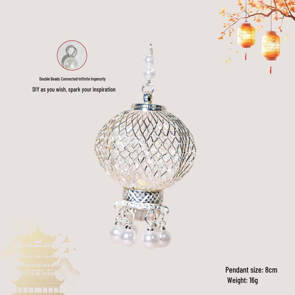 Luminous DIY Palace Lantern Fan Pendant Magnet Keychain Ornament - Ancient Style Accessory