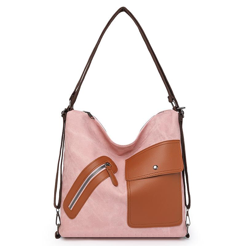 

Сумка-тоут женская большая вместительная сумка для поездок на работу сумка через плечо контрастный цвет дорожный рюкзак розовый