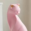 Rosa Katzenstatue, Kleine Tierfigur aus Harz, Minimalistische Moderne Kunst Katzenfigur für Zuhause Wohnzimmer, Büroregal Dekoration