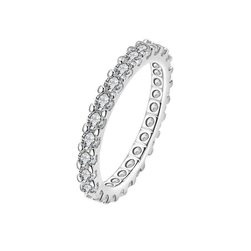 Baby s Breath Women s Real Diamond Band Ring Light Luxury Fashion Single Row Full Paved Diamond Finger Ring Jewelry
