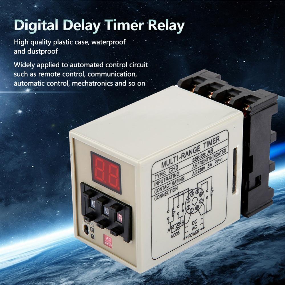 CH3-AB Digital Delay Timer Relay 0.01S-99H AC220V AC/DC 24V Delay Timer Relay Dual Mode Operation Delay Relay