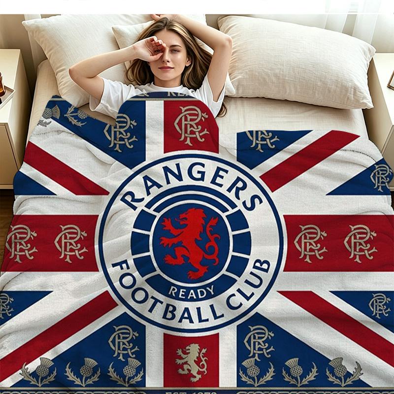 Rangers FC Print Flannel Blanket High Quality Warm Comfortable Cover for All Seasons Perfect for Gifts Home Decor