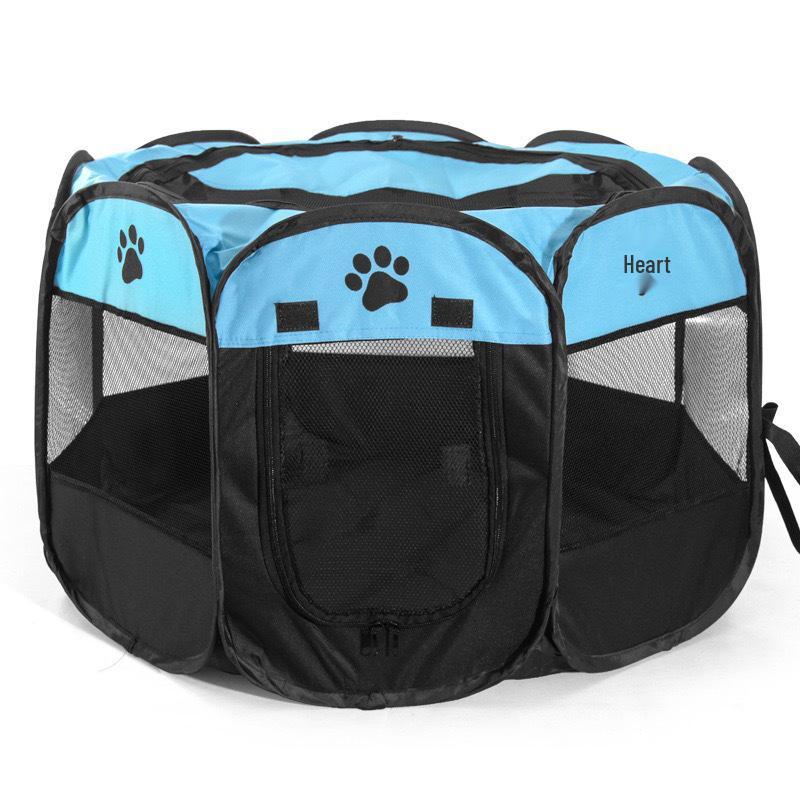 Blue Octagon Pet Playpen: Indoor Safety Gate, Cat Bed & Portable Folding Cage