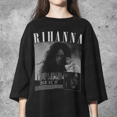 Nieuw Rihanna Cadeau Voor Fan Zwart T-shirt Katoen Volledige Maat Unisex S-5XL GS044 Unisex T-shirt