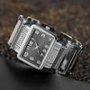 Luxury Elegant Hollow Rectangle Rhinestone Ladies Steel Quartz Wristwatch Gold Silver Bangle Watches for Women Female Fashion Cl