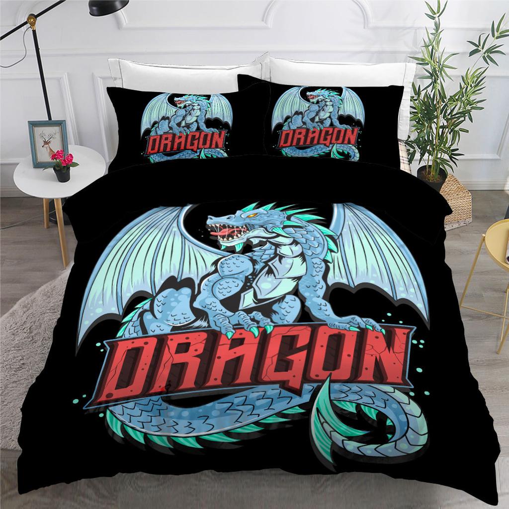 3D Dinosaur Themed Bedding Set with Giant Animal Pattern Down Duvet and Pillowcase 2/3 Pieces AU/EU/US/DE Full Size Home Decoration