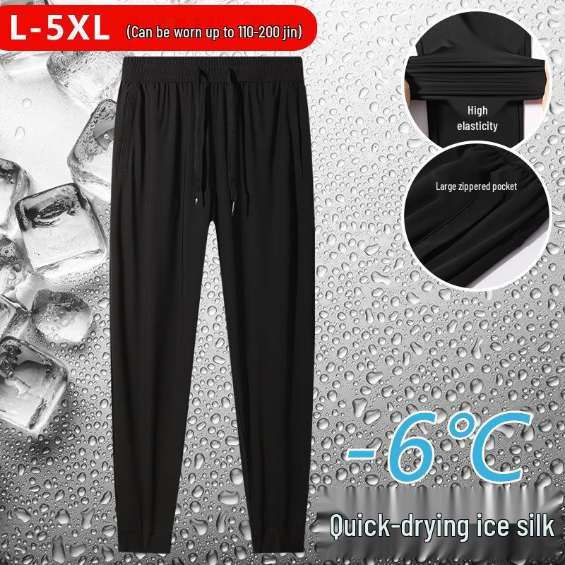 Herren Schnelltrocknende Eisseiden-Sporthose - Atmungsaktiv, Hochelastisch, mit Bündchen und auf Lager für den Sommer.