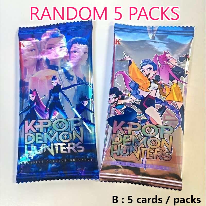 5 Pcs/Pack K-POP Demon Hunters Anime Cards English Version Kids' Collectible Cards Anime Cartoon Peripheral Fan Collection Cards