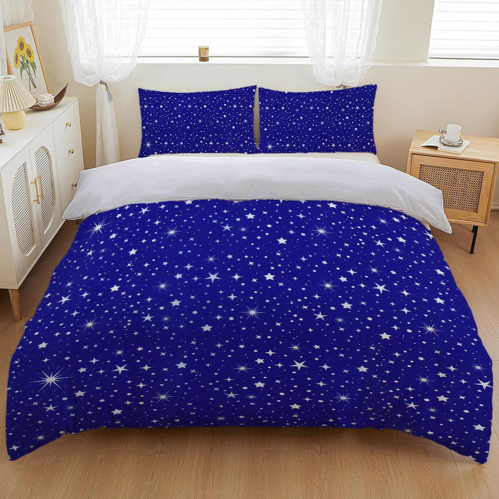 Three-Piece Star Quilt Cover 3D Digital Printing Bedding Kit