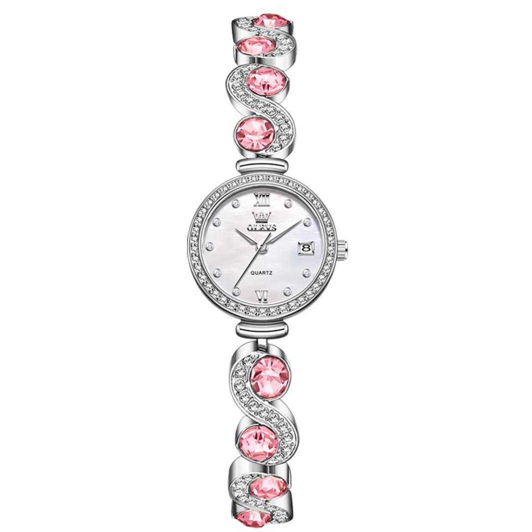 Женские модные персонализированные S-образные часы с бриллиантовым браслетом, водонепроницаемые, роскошные кварцевые часы серебряный