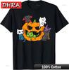Vampir Geist Zombie Hexe Katzen in Kürbis Niedliches Halloween T-Shirt Minimalistische Hemden Kleidung für Jahrestagsgeschenk T-Shirt