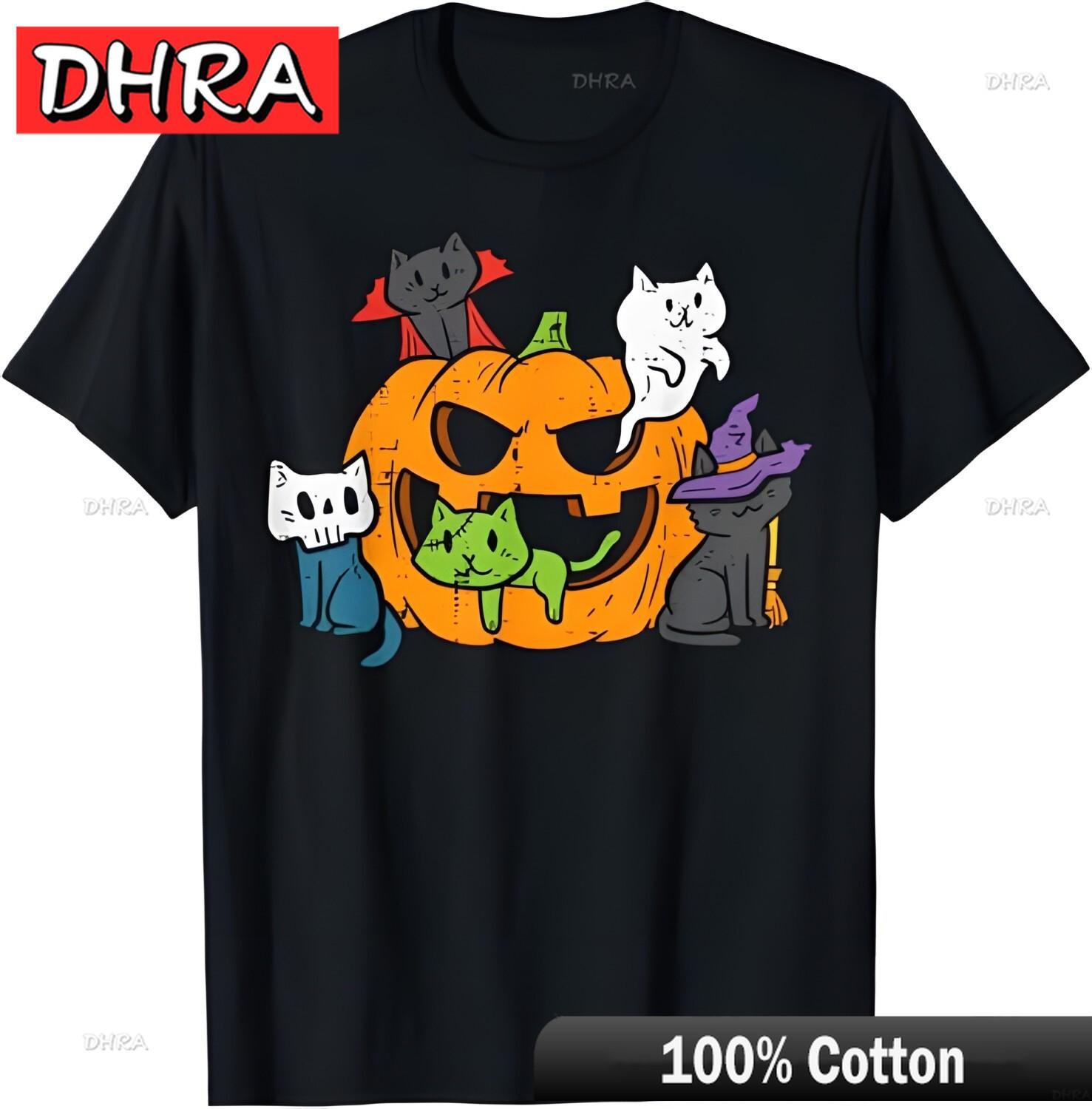 Vampire Ghost Zombie Witch Cats in Pumpkin Cute Halloween TShirt Minimalist Shirts Clothing for Anniversary Gift TShirt 4XL
