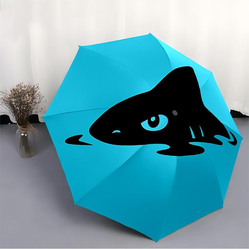 1pc Shark Fin Automatic Folding Umbrella - Compact Travel Umbrella with Auto Open/Close 8-Rib Heavy-Duty Shaft for Women/Men -l002