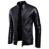 Men's Leather Jacket New Men's Stand Collar Zipper Cardigan Solid Color Jacket Casual Jacket