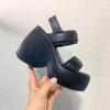 Krazing Pot Sheepskin Peep Toe Thick High Heels Platform Summer Shoes Hook Loop Casual Women Sandals