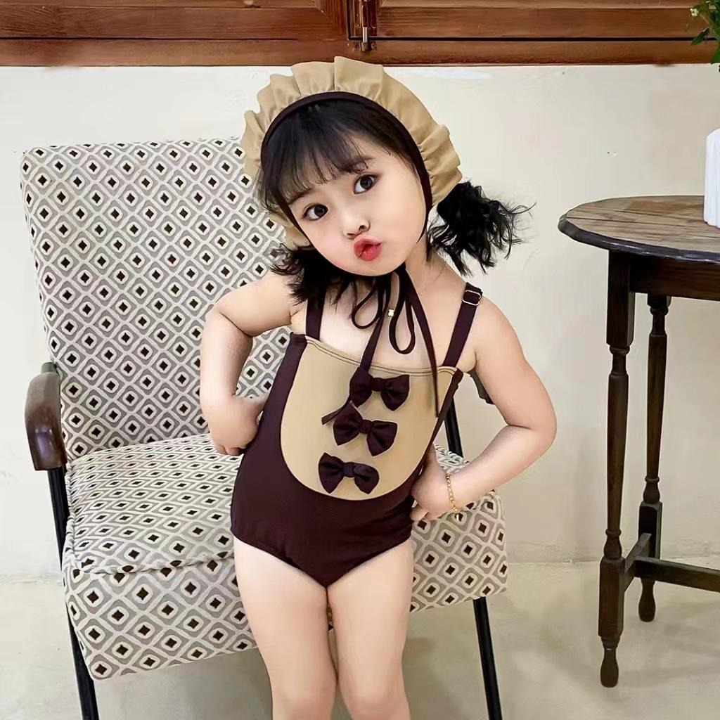 

2023 Милый слитный купальник и шапочка для плавания для девочек L=100