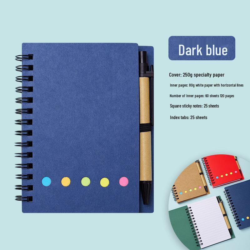 Kraft Paper Spiral Notebook with Tearable Self-Adhesive Sticky Notes - Customizable Student Memo Pad