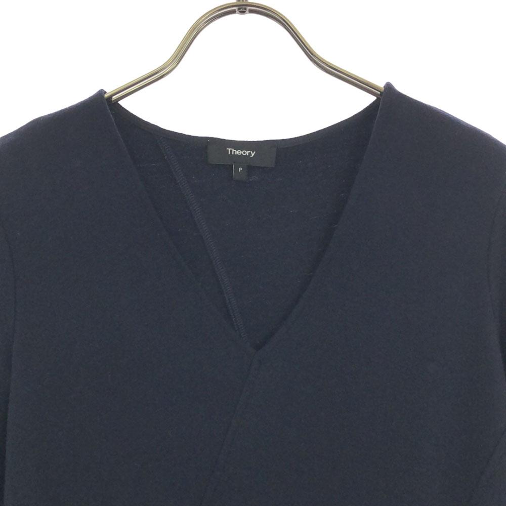 Theory Made In Japan Wool Blend Long Sleeve V Neck One Piece P Black Women Used