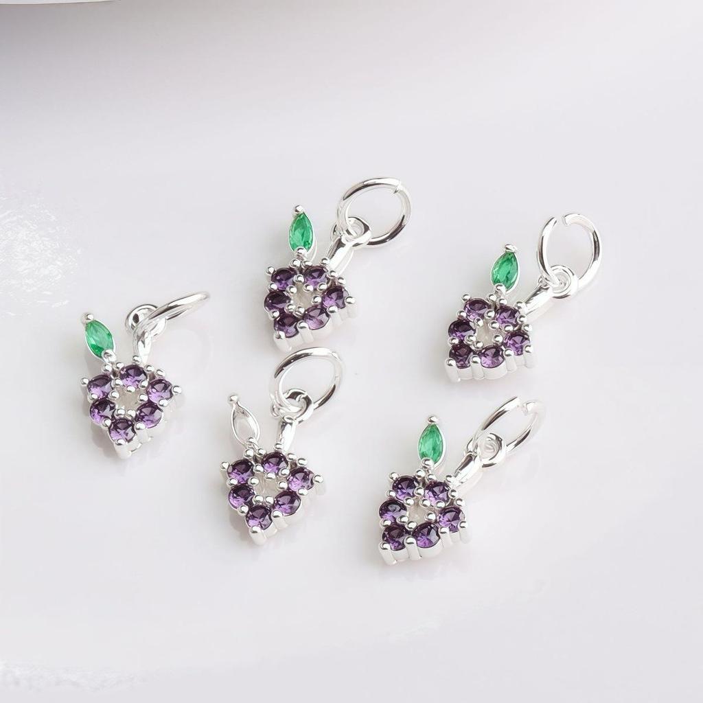 14K Gold-Filled Color-Preserving Zircon 3D Grape Pendant Charm for DIY Bracelets & Necklaces