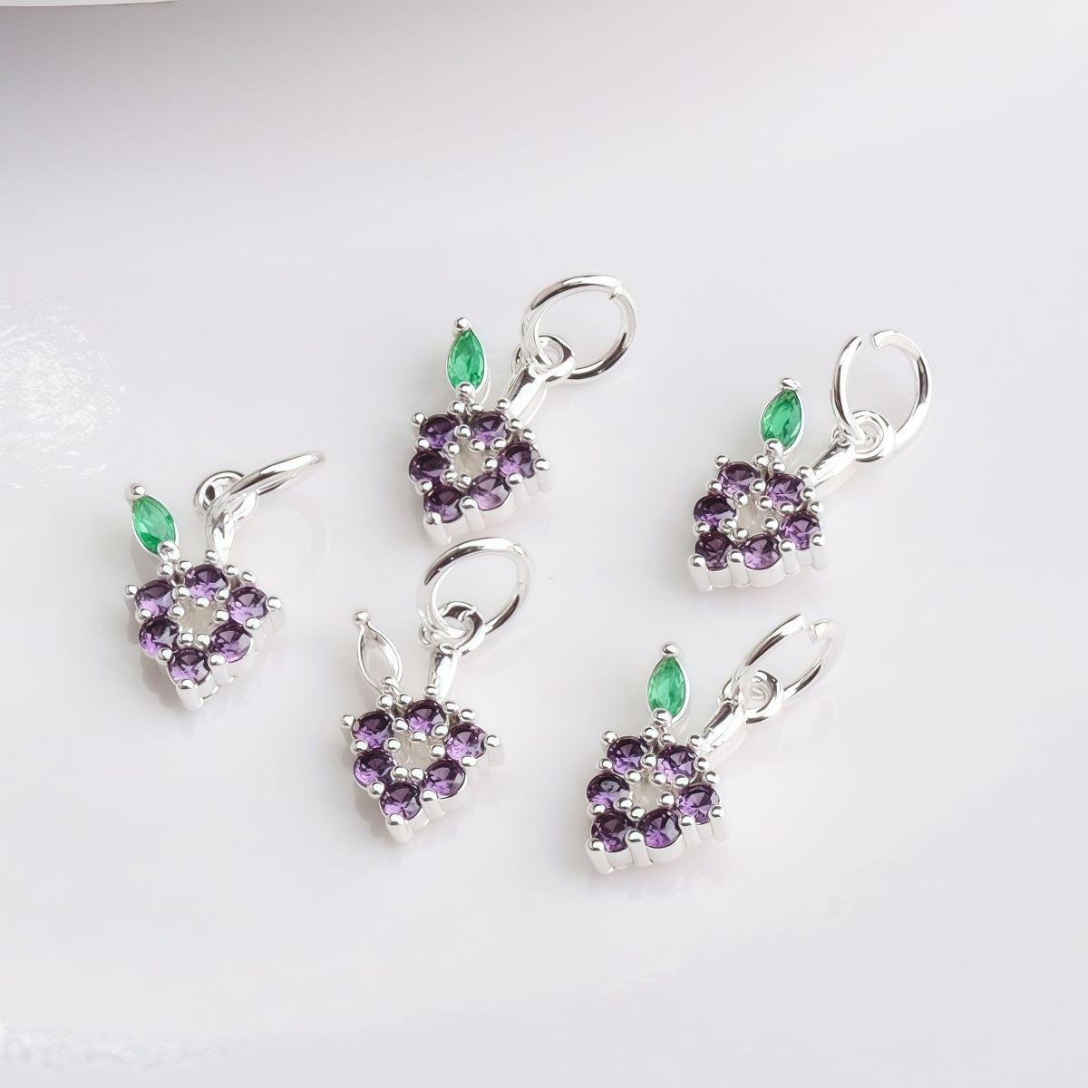 

14K Gold-Filled Color-Preserving Zircon 3D Grape Pendant Charm for DIY Bracelets & Necklaces