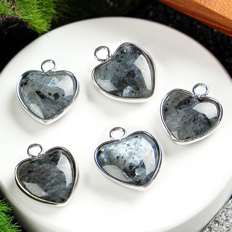 Heart-Shaped 15x19mm Natural Amethyst Agate Jade Bezel Pendant for DIY Jewelry Making