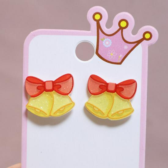 Cartoon Resin Glossy Children's Christmas Flower Ear Clips and Student Earrings