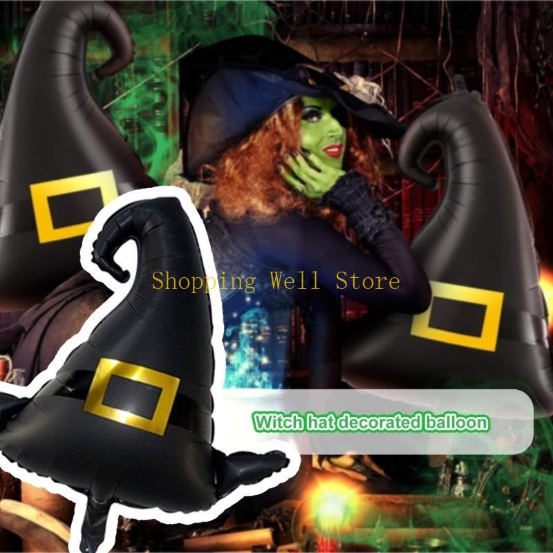 KX4B 12Pcs Delicate Wicked Party Balloons Set Black Witch and Pink Crown Decorations