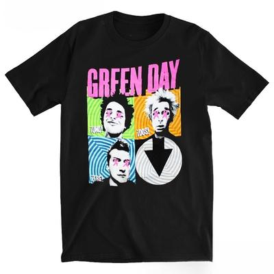 2026 Retro Zelené Tričko Green Day Unisex s Krátkým Rukávem Rocková Kapela Vintage Plakát Grafické Tričko Letní Punkové Streetwear Kulatý Výstřih Oversized Ležérní Bavlněná Topy