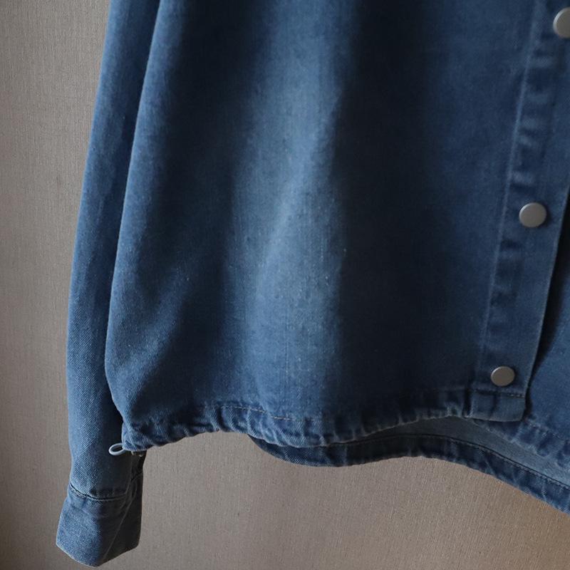 [Bi Zheng] 2025 Korean Style Patchwork Hoodie: Women's Two-Piece Loose Denim Shirt