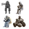 Odorless Skull Sculpture 3D Printed Sitting Skeleton Statue, Halloween Indoor Decor Figurines, Mini Trendy Outfit Statue Figurine Home for Living Room