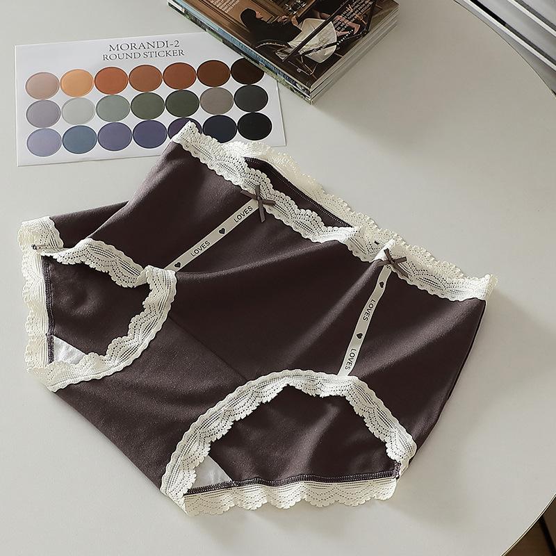 Urocze Oddychające i Bezszwowe Majtki Trójkątne Średnio Stanikowe Damskie Majtki Modalne z Kokardką