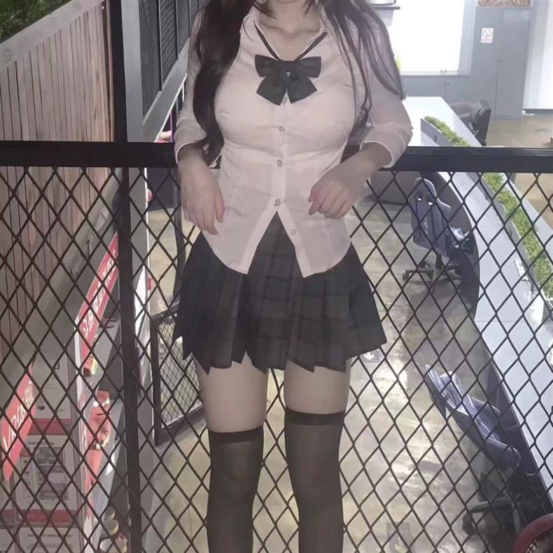 JK Academy Style Two-Piece Set: Tight Waist Shirt & Pleated Skirt