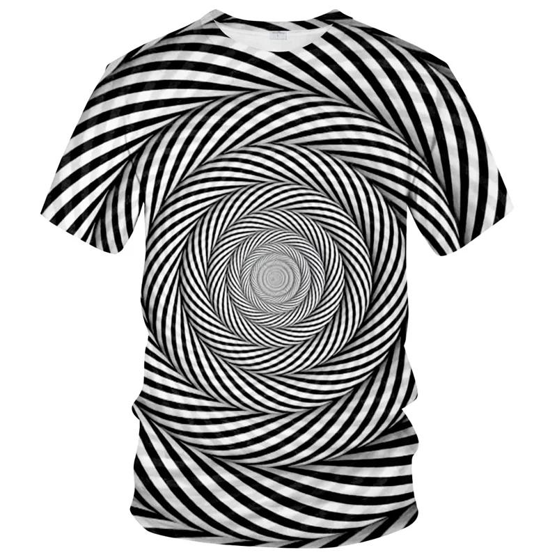 Magische Optische Täuschungs-Grafiken für Männer und Frauen 3D-gedrucktes Lustiges Kinder-T-Shirt Top Beliebte Sommer-Freizeit-Kurzarm-Kleidung