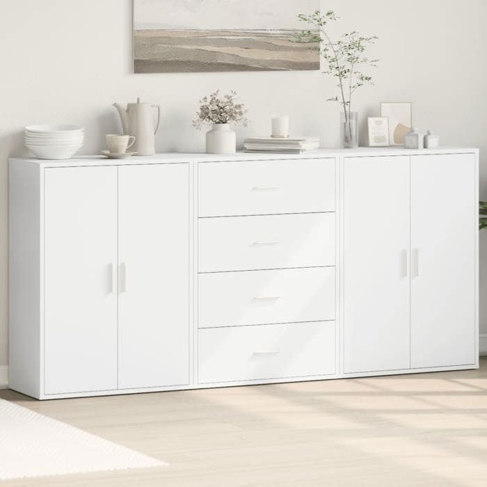 VidaXL Buffets 3 pcs blanc 60x31x84 cm bois d'ingénierie, armoire de rangement, meuble d'entrée, meuble d'appoint, meuble de 3276574