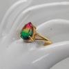 Pink Green Watermelon Tourmaline Quartz 925 Sterling Silver Ring, 18K Rose Gold, 18K Yellow Gold Ring, Split Band Signet Zodiac Jewelry